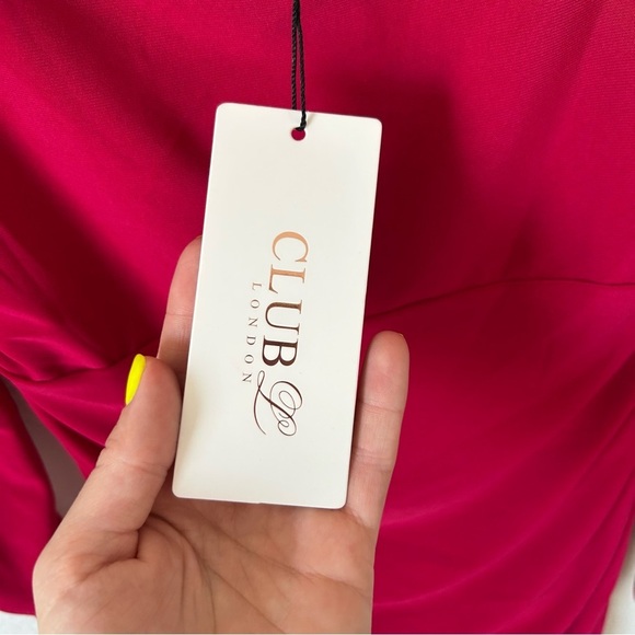 Club L London Muse Raspberry, Pink, Red Ruched Bodycon, Club, Baddie, Dress - Picture 5 of 10